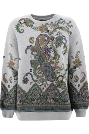 Etro Truien, Dames, Grijs, S, Katoen, Bloemen Geometrische Print Sweater Grijs