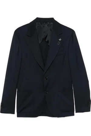 LARDINI Jassen, Heren, Blauw, M, Wol, Middernachtblauwe Wollen Blazer met Ventilatie