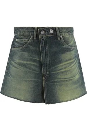 OUR LEGACY Rokken, Dames, Blauw, M, Denim, Denim Mini Rok met Vintage Effect