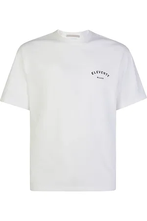 ELEVENTY Tops, Heren, Wit, 3Xl, Katoen, Katoenen Ronde Hals Logo T-Shirt