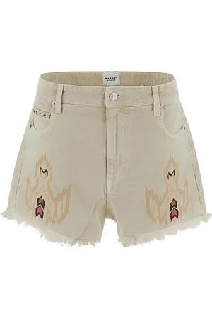Isabel Marant Korte broeken, Dames, , S, Katoen, Geborduurde Antracietgrijze Shorts