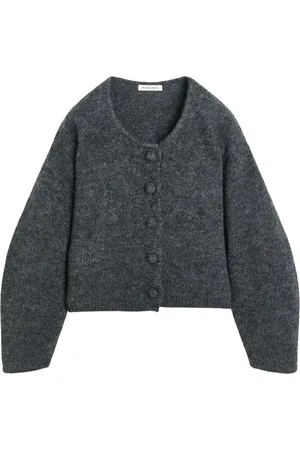 By Malene Birger Truien, Dames, Grijs, XS, Polyester, Gebreide trui met knoopsluiting