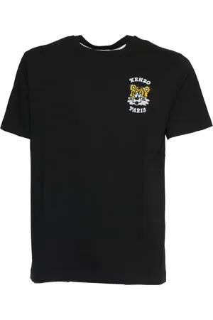 Kenzo Tops, Heren, Zwart, M, Zwart T-shirt met borduurwerk