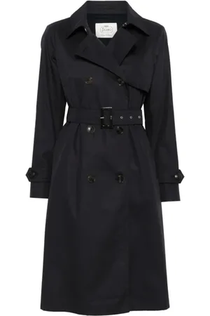 HERNO Mantels, Dames, Blauw, XS, Navy Blauwe Trenchcoat