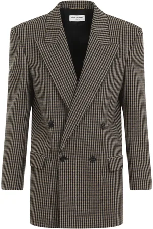 Saint Laurent Jassen, Dames, Bruin, S, Wol, Geruit Vichy Jack