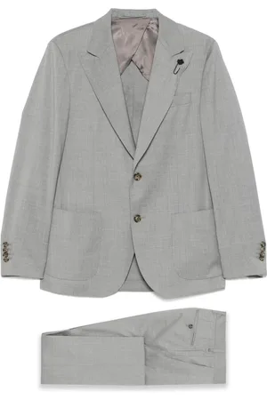 LARDINI Pakken, Heren, Grijs, XL, Wol, Grijze wollen blazer met knoopsluiting