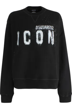 Dsquared2 Sweatshirts & Hoodies, Dames, Zwart, S, Katoen, Logo-Print Katoenen Sweatshirt voor Dames