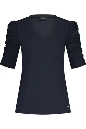 Lady Day Blouses & Shirts, Dames, Blauw, S, Gerimpelde V-hals Reistop