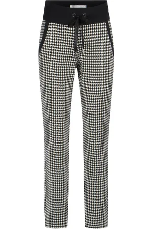 raffaello rossi Broeken, Dames, Zwart, 3Xl, Elegante Jersey Houndstooth Pull-On Broek