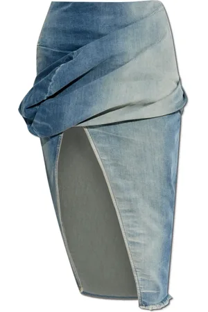 Rick Owens Rokken, Dames, Blauw, S, Denim, Denim rok Low Twist