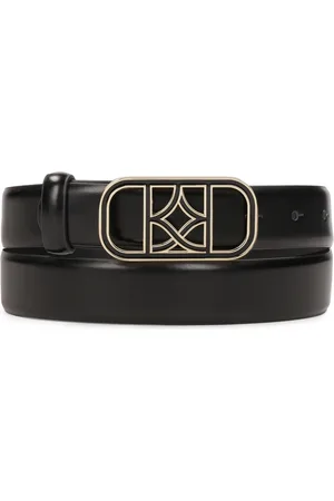 Kazar Accessoires, Dames, Zwart, 100 CM, Leer, Elegante smalle riem met tweekleurige gesp