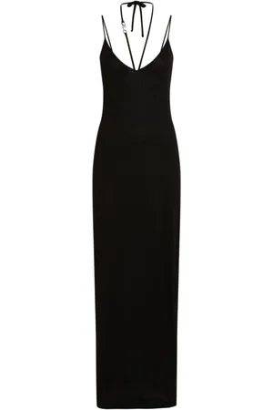 Karl Lagerfeld Kleedjes, Dames, Zwart, L, Zwart Halter Gebreide Jurk MET Glans