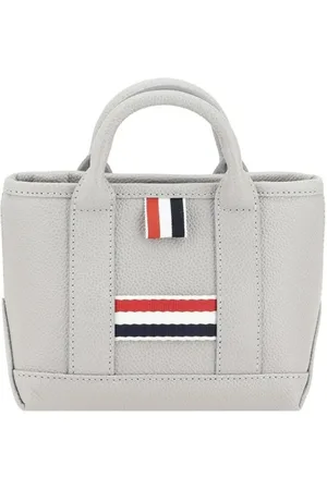 Thom Browne Tassen, Dames, Grijs, ONE Size, Stijlvolle Leren Handtas met Buisvormige Handvatten