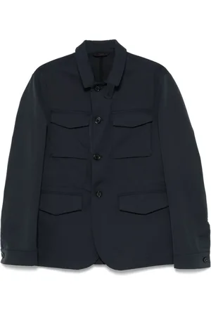 Peuterey Jassen, Heren, Blauw, S, Blauwe Jassen met Knoopsluiting Zakken