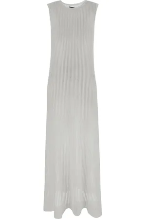 FISICO Kleedjes, Dames, Wit, M, Elegante Transparante Mouwloze Lange Jurk