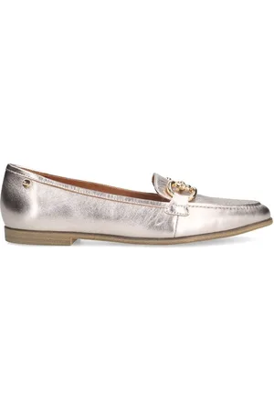 Manfield Schoenen, Dames, Geel, 42 EU, Gouden Loafer met Memory Foam Voetbed