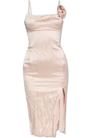 BLUMARINE Kleedjes, Dames, Roze, S, Satijn, Satijnen jurk met kreukeleffect