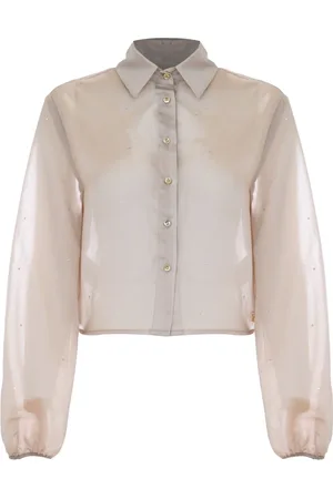 Kocca Blouses & Shirts, Dames, , S, Rhinestone Appliqué Cropped Puff Sleeve Shirt