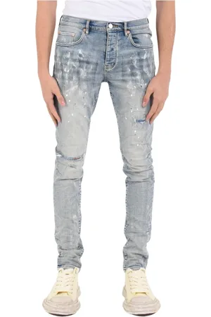 Purple Brand Jeans, Heren, Blauw, W33, Katoen, Skinny Paint Blowout Jeans