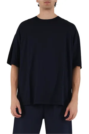 Roberto Collina Tops, Heren, Blauw, 2Xl, Katoen, Katoenen oversized T-shirt met ribafwerking