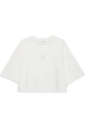 ANINE BING Tops, Dames, , M, Monogram Cropped Tee in Ivory