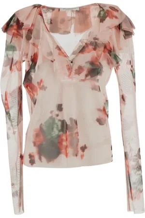 Serafini Blouses & Shirts, Dames, Veelkleurig, M, Polyester, Transparante bloes met bloemen