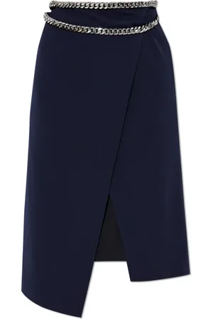 Stella McCartney Rokken, Dames, Blauw, 2Xs, Wol, Falabella Chain Asymmetrische Midi-rok