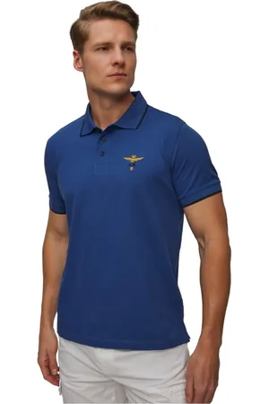 Aeronautica Militare Tops, Heren, Blauw, 2Xl, Katoen, Katoenen Polo Shirt
