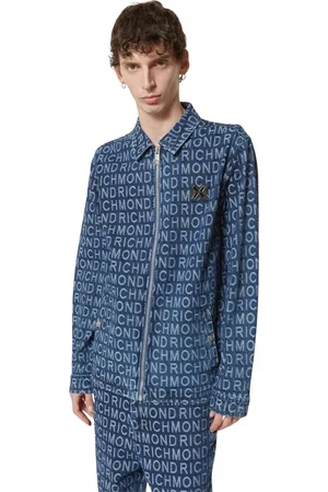 John Richmond Jassen, Heren, Blauw, L, Denim, Denim shirt met all-over logo