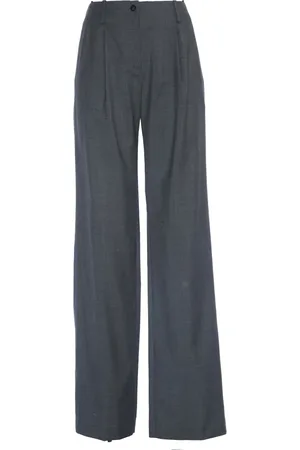 Nº21 Broeken, Dames, Grijs, S, Wol, Wijde Melange Broek