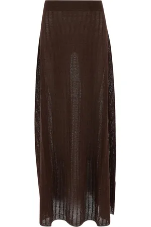 Malo Rokken, Dames, Bruin, M, Linnen, Flowing Linnen Viscose Zomer Rok