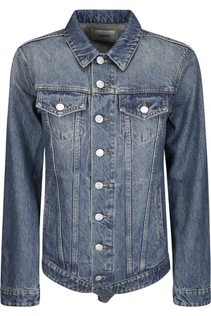 COPERNI Jassen, Dames, Blauw, S, Denim, Denim Body Jacket met Puntkraag