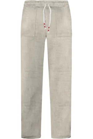 MC2 SAINT BARTH Broeken, Heren, , S, Linnen, Linnen lange broek met trekkoordsluiting