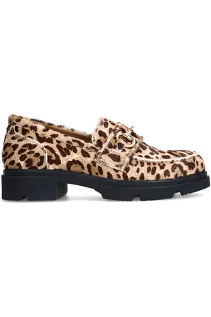Manfield Schoenen, Dames, , 39 EU, Loafer met luipaardprint en kettingdetail