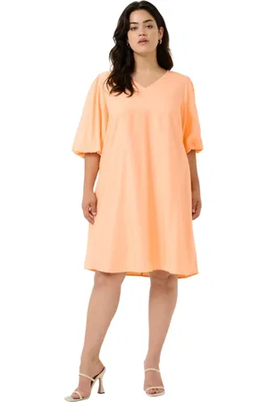 Kaffe Kleedjes, Dames, Oranje, 7Xl, Nylon, Eenvoudige A-lijn Jurk Peach Nectar