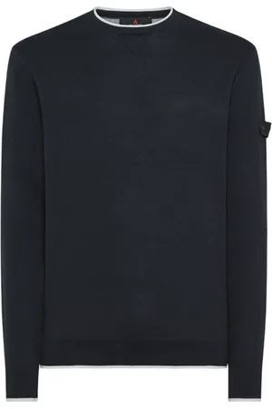 Peuterey Truien, Heren, Blauw, L, Katoen, Blauwe Sweatshirt Crew Neck Logo Label