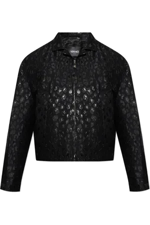 VERSACE Jassen, Heren, Zwart, L, Wol, Luipaardprint Jas
