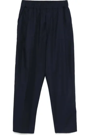 LANEUS Broeken, Heren, Blauw, L, Wijde Blauwe Popeline Broek