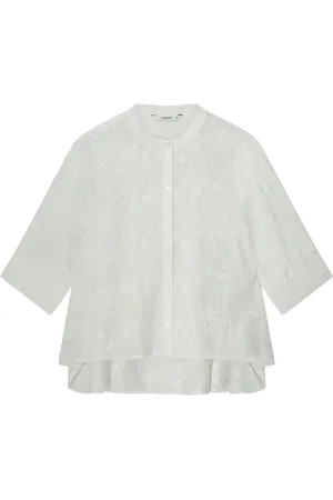 Summum Woman Blouses & Shirts, Dames, Wit, M, Katoen, Bloemenkatoenen Blouse Off