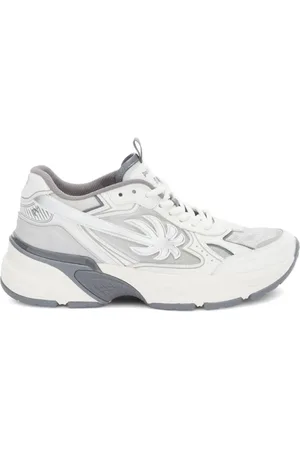 Palm Angels Schoenen, Heren, Grijs, 41 EU, Witte Zilveren Sneaker met Palmboom