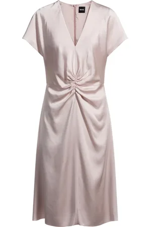 HUGO BOSS Kleedjes, Dames, , 3Xl, Polyester, Lichtroze V-hals Jurk Dulania