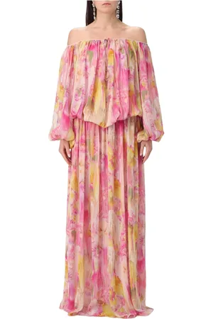 BLUMARINE Kleedjes, Dames, Veelkleurig, XS, Georgette Jurk voor Stijlvolle Gelegenheden
