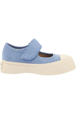 Marni Schoenen, Dames, Blauw, 37 EU, Denim, Denim Strap Sneakers met Versterkte Neus