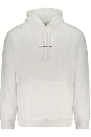 Calvin Klein Sweatshirts & Hoodies, Heren, Wit, 2Xl, Katoen, Hoodie Wit Lange Mouw