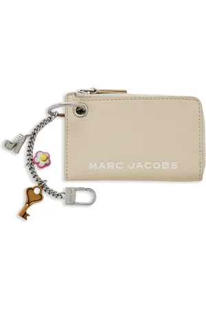 Marc Jacobs Accessoires, Dames, Wit, ONE Size, Leer, Stijlvolle Portemonnee met Hanger