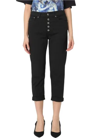 Dondup Jeans, Dames, Zwart, W28, Katoen, Loszittende stretch katoenen jeans