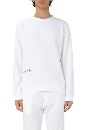 Dondup Truien, Heren, Wit, XL, Katoen, Katoenen Logo Sweater Lange Mouw