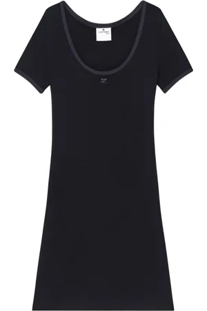 Courrèges Kleedjes, Dames, Zwart, S, Katoen, Elegant Navy Cotton Dress