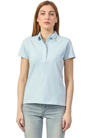 K-Way Tops, Dames, Blauw, S, Katoen, Elegante Blauwe Polo Shirt