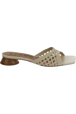 Staud Schoenen, Dames, , 38 1/2 EU, Leer, Handgeweven Leren Gehaakte Hak Sandalen
